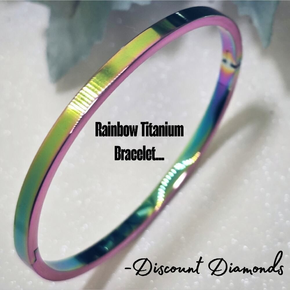 Titanium Steel Rainbow Hinged Bangle Bracelet